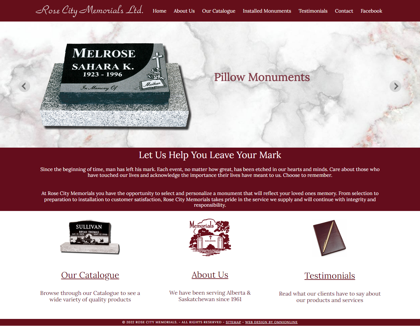 Rose City Memorial desktop web design saskatchewan