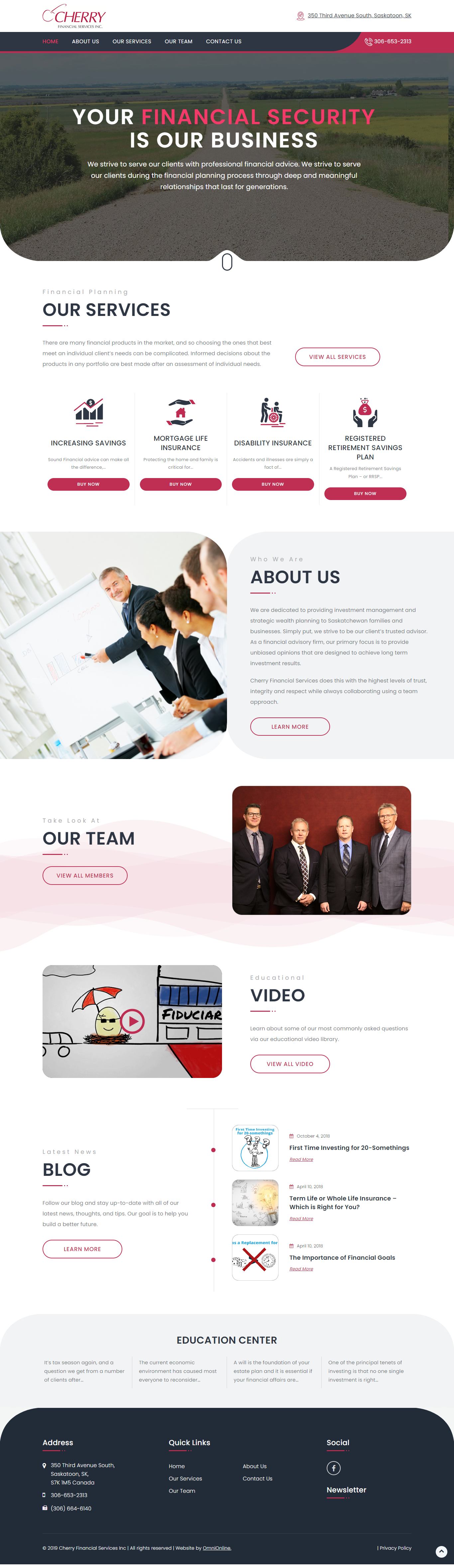 CHERRY FINANCIAL website - business web design in saskatchewan