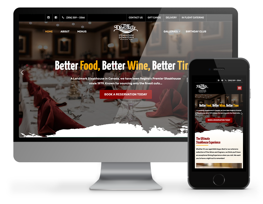 Responsive website for Diplomat Steakhouse Regina
