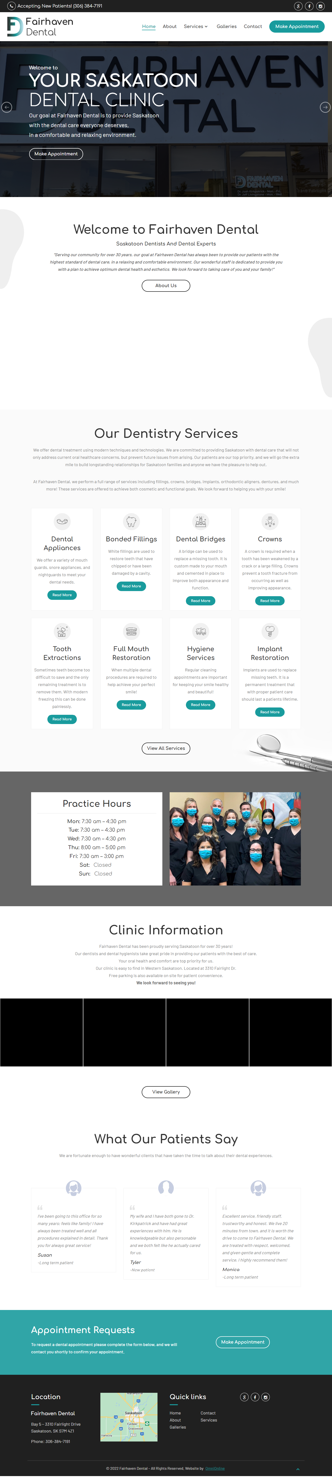 Fairhaven dental website- sask business web design