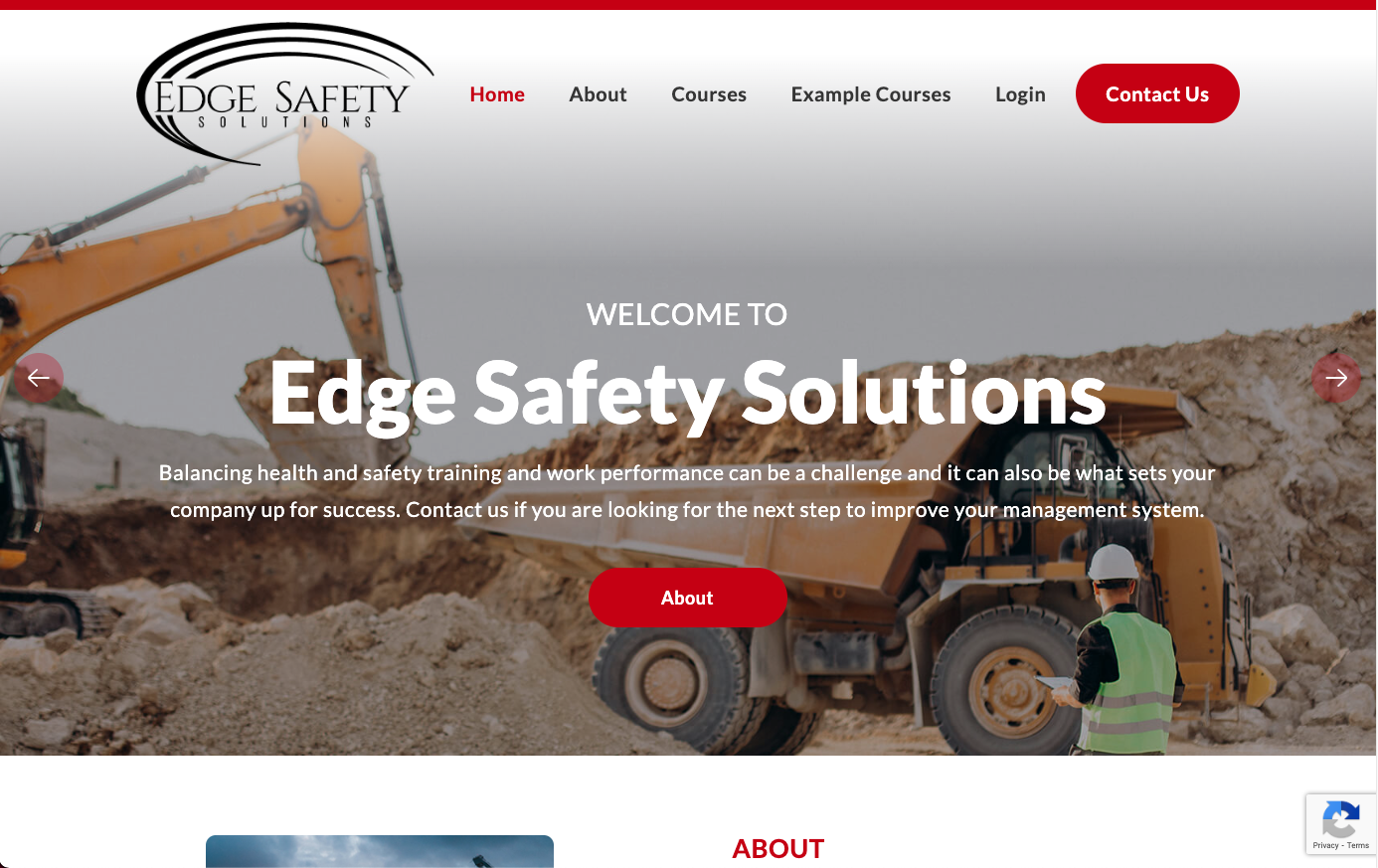 Edge Safety Desktop website view Regina Best web designers