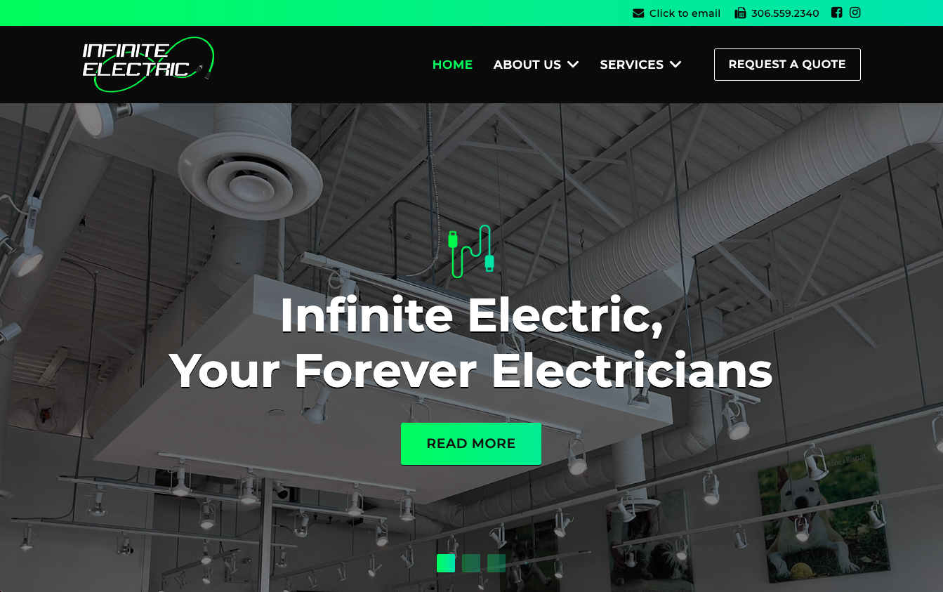 infinite electric desktop website - web development by OmniOnline